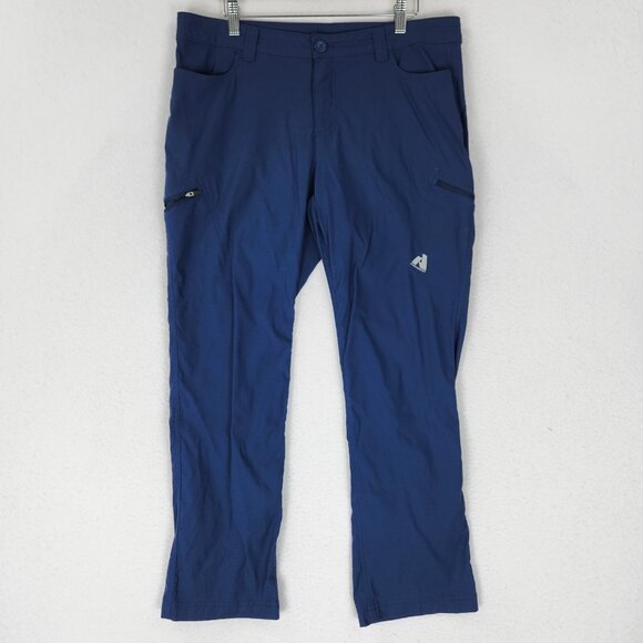 Eddie Bauer Pants Womens 14 Petite Blue Ascent Mid Rise Straight Leg Cargo - Picture 1 of 11
